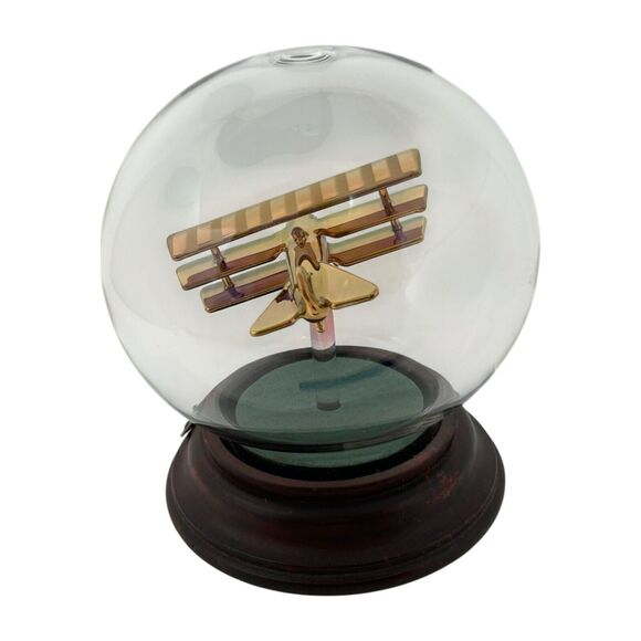Vintage Mayflower Glass Sculpture Red Baron Airplane Globe Dome 4.5" Tall Decor - Picture 5 of 16